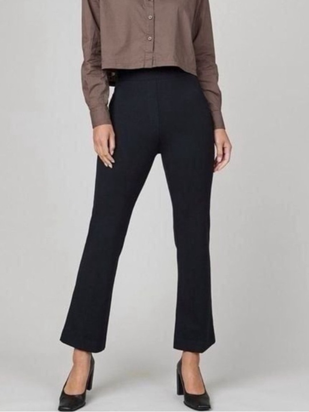 SPANX Polished Kick Flare Pull-on Crop Pants Size Small Petite in Black